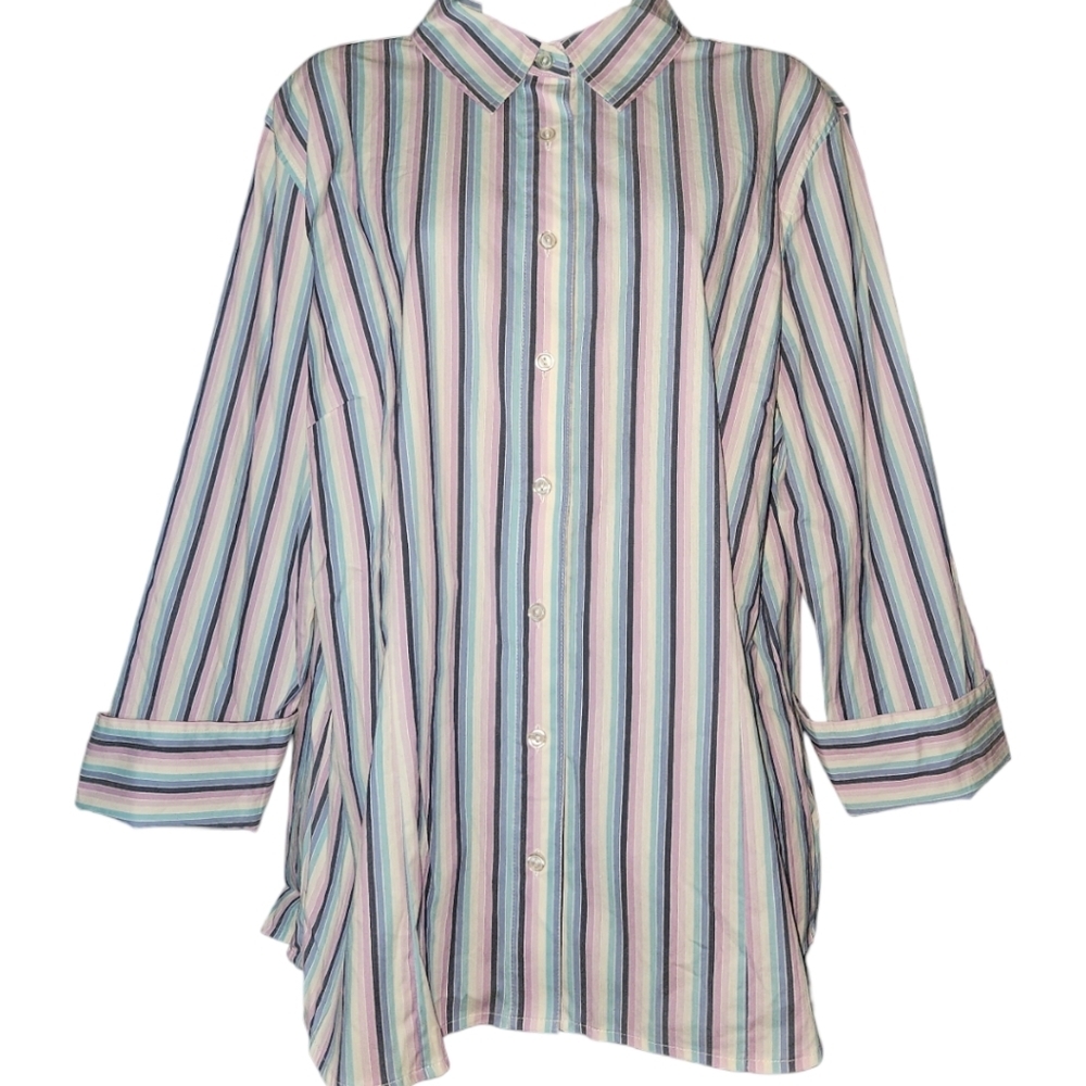 NWT Kmart Attention Vertical Stripe Collared Button Down Top